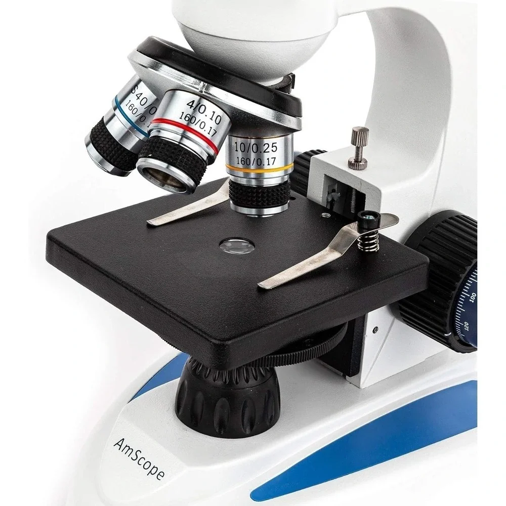 AmScope M158C 40X-1000X C&F Compound Microscope with Metal Frame and Glass Lens